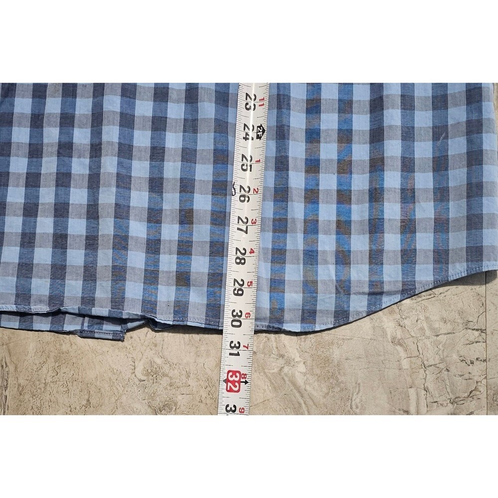 Men’s Calvin Klein Dress Shirt Large Long sleeve Blue And Grey Check Regular Fit - Picture 7 of 8